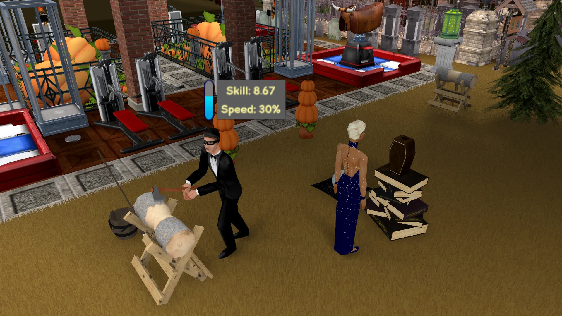 burgular cop chopping wood