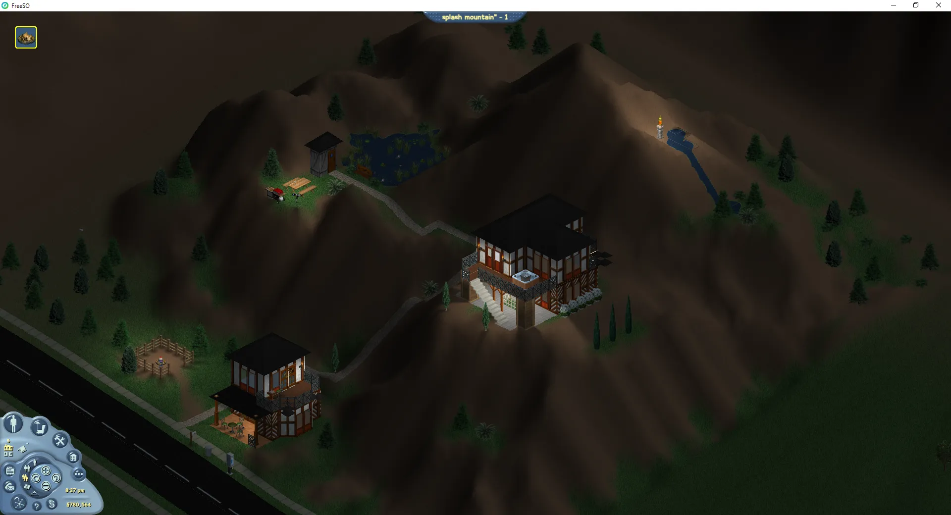 The lot "splash mountain*" making use of the terrain tool