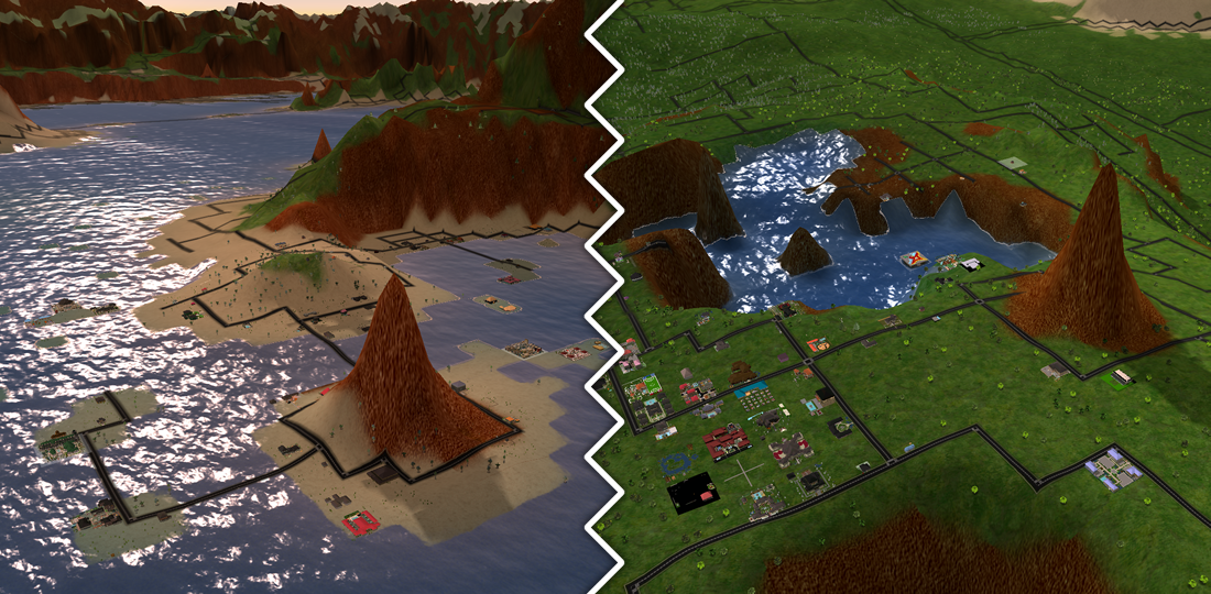 A side-by-side closeup of the Calvin's Coast and Clover Heights neighborhoods.