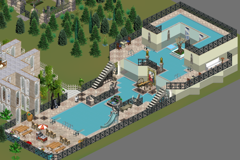 A water feature using the pool tool