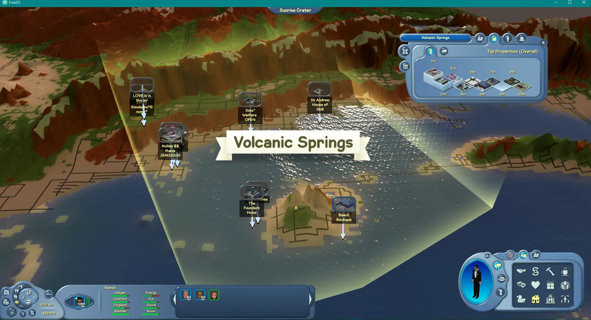 A close up of the Volcanic Springs neighborhood.