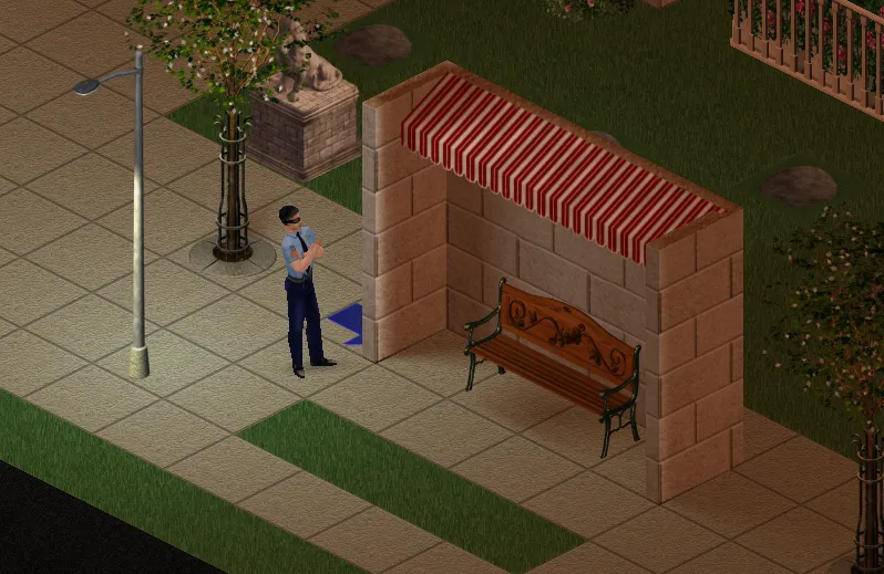 burglar cop standing at a bus stop